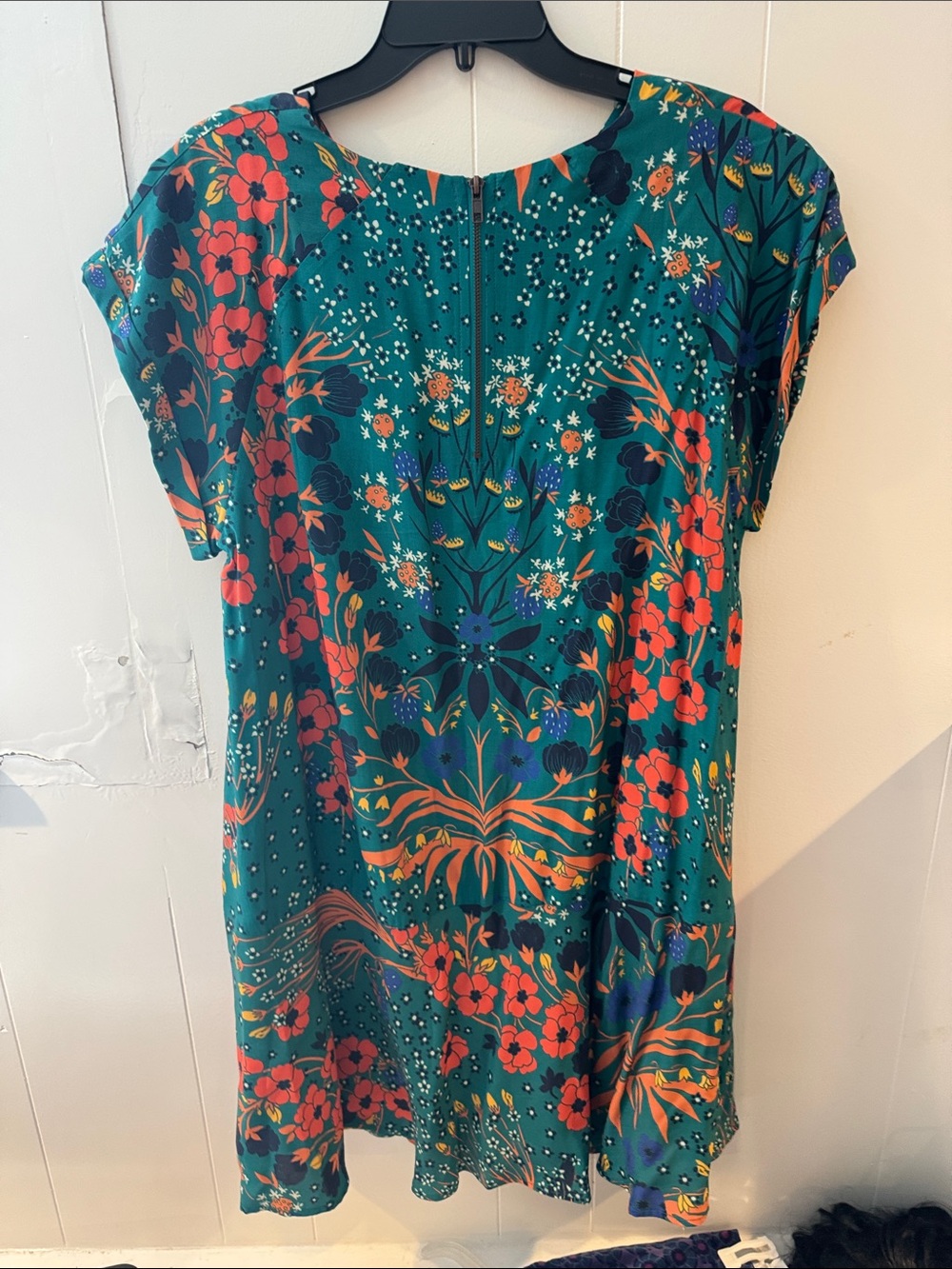Free People Teal Floral Short-Sleeve Tunic - Picture 4 of 4